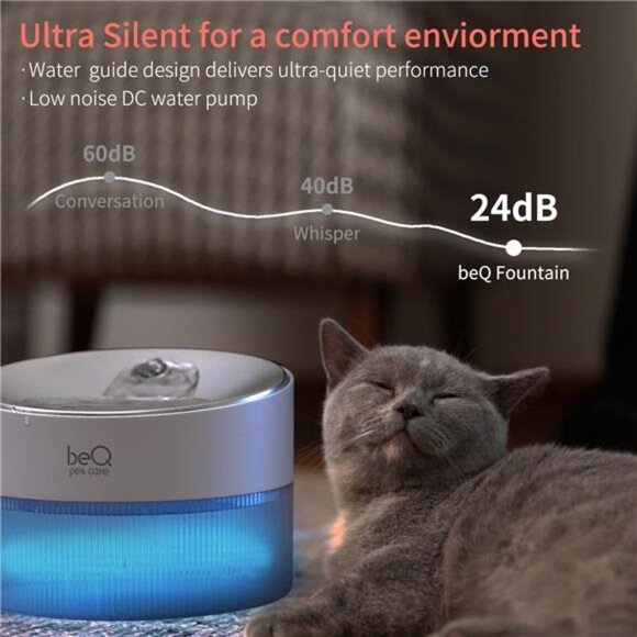 Cat Water Fountain,2.5L/84oz Inside Ultra-Quiet Stainless Steel Automatic - Picture 4 of 7
